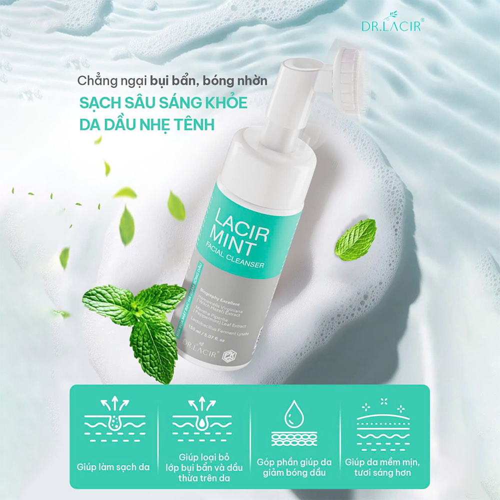 Lacir Mint Facial Cleanser Sữa Rửa Mặt Dr Lacir Chiết Xuất Phỉ Giảm Bóng Dầu