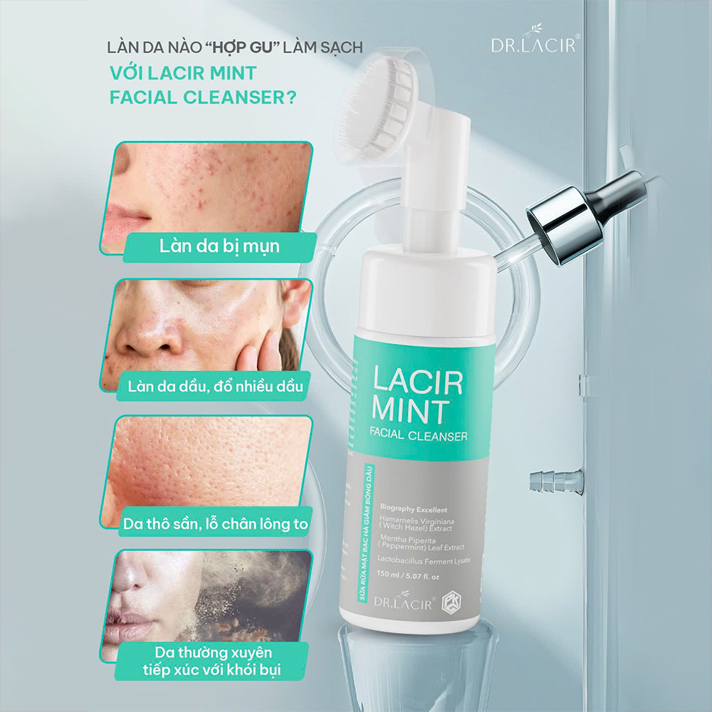Lacir Mint Facial Cleanser Sữa Rửa Mặt Dr Lacir Chiết Xuất Phỉ Giảm Bóng Dầu