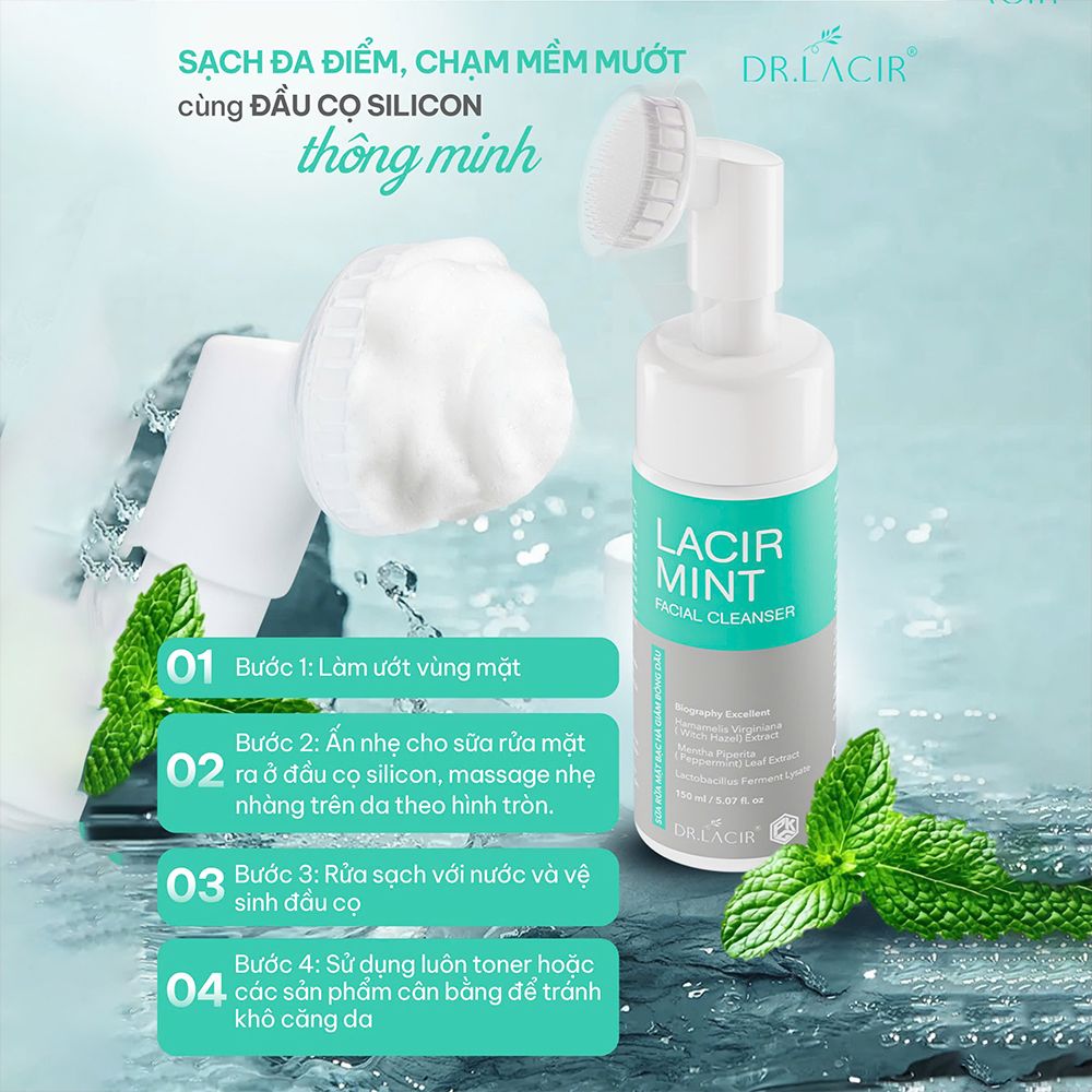 Lacir Mint Facial Cleanser Sữa Rửa Mặt Dr Lacir Chiết Xuất Phỉ Giảm Bóng Dầu