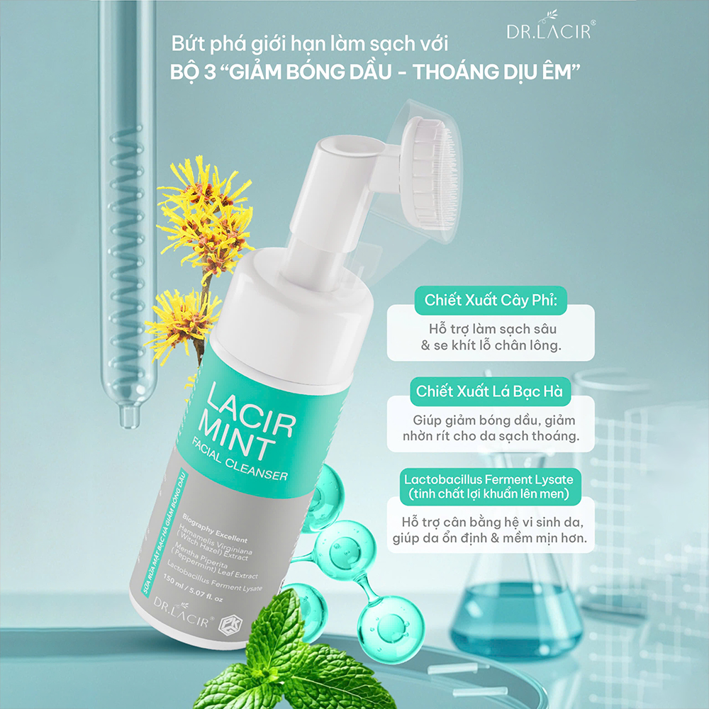 Lacir Mint Facial Cleanser Sữa Rửa Mặt Dr Lacir Chiết Xuất Phỉ Giảm Bóng Dầu