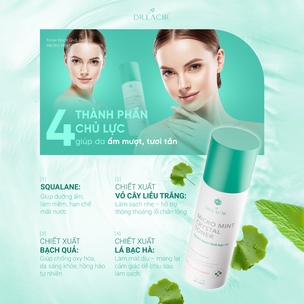 Micro Mint Crystal Toner Bạch Quả Bạc Hà Dr Lacir